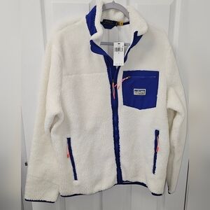 POLO RALPH LAUREN Fleece Full Zip Jacket Men's L Cream White Pocket New NWT $228